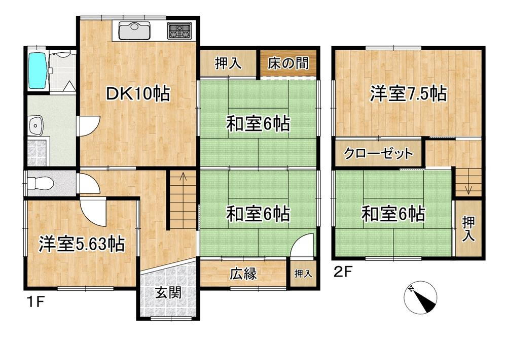 中央４（甲西駅）　１８８０万円 1880万円、5DK、土地面積216.64m<sup>2</sup>、建物面積116.08m<sup>2</sup> 2間続きの和室があります。