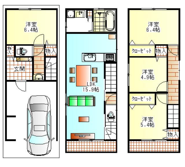 桑津２（美章園駅）　４３８０万円 4380万円、4LDK、土地面積51.5m<sup>2</sup>、建物面積111.48m<sup>2</sup> 4LDK