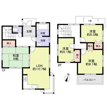 水谷３　１８８０万円 1880万円、4LDK、土地面積118.18m<sup>2</sup>、建物面積86.94m<sup>2</sup> 