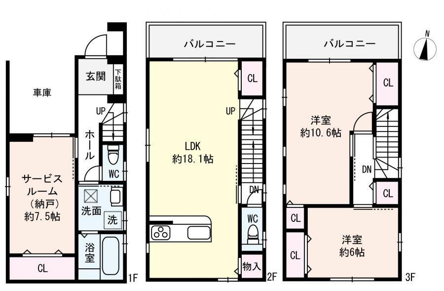 稲葉元町２（立花駅）　３６８０万円 3680万円、2LDK+S（納戸）、土地面積68.09m<sup>2</sup>、建物面積110.23m<sup>2</sup> 令和１年１０月建築、３階建て２ＬＤＫ＋Ｓ（納戸）の家。駐車スペース１台分有り。<BR>トイレは１階２階に有り。バルコニーは２階３階に有り。設備の充実した家です。ご案内希…