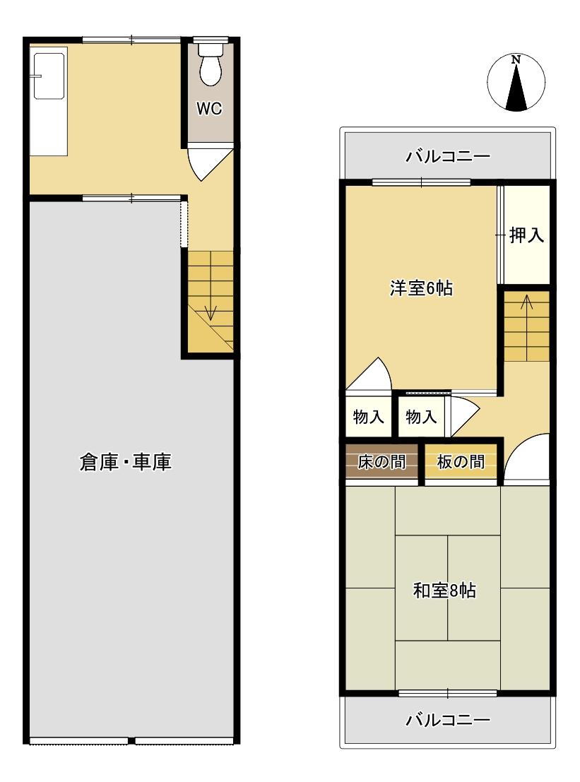 都島中通２（京橋駅）　１９８０万円 1980万円、2K+S（納戸）、土地面積49.59m<sup>2</sup>、建物面積75.91m<sup>2</sup> １階は土間になっています