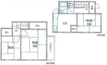 米谷２（売布神社駅）　９７０万円 970万円、3DK、土地面積51.81m<sup>2</sup>、建物面積51.84m<sup>2</sup> 