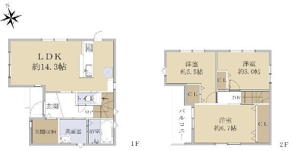 長尾東町２（長尾駅）　２９９５万円 2995万円、3LDK、土地面積110.39m<sup>2</sup>、建物面積78.67m<sup>2</sup> 