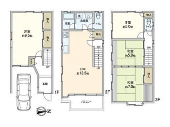 鷹合４（針中野駅）　２１８０万円 2180万円、4LDK、土地面積57.43m<sup>2</sup>、建物面積94.68m<sup>2</sup> 間取り