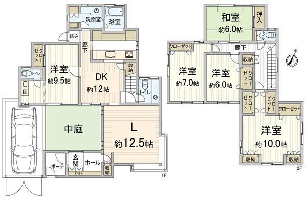 南平台５　３６８０万円 3680万円、5LDK、土地面積229.66m<sup>2</sup>、建物面積157.33m<sup>2</sup> 各居室６帖以上の5LDKの間取りです。