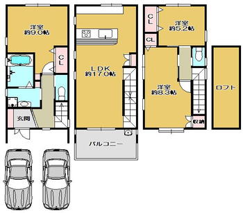 寿町２（吹田駅）　４４８０万円 4480万円、3LDK+S（納戸）、土地面積80.27m<sup>2</sup>、建物面積99.01m<sup>2</sup> ■間取図面■<BR>自然素材の床を採用した注文住宅です。室内一部リフォームしますので、そのままお住い頂けます。