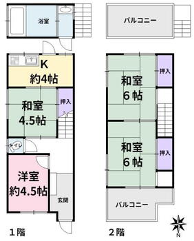 小平尾町（南生駒駅）　４８０万円 480万円、4K、土地面積70.08m<sup>2</sup>、建物面積57.1m<sup>2</sup> 