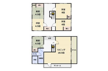 右山元町１（中村駅）　７００万円 700万円、4LDK、土地面積280.61m<sup>2</sup>、建物面積114.78m<sup>2</sup> 間取り図