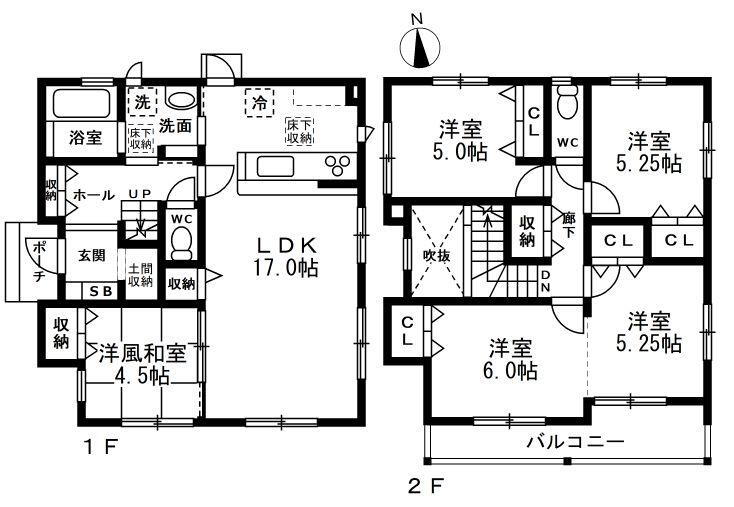 黒瀬切田が丘１　２６８０万円 2680万円、5LDK、土地面積182.89m<sup>2</sup>、建物面積104.13m<sup>2</sup> 