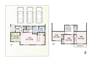 「小林ホームの家」　道上４号地 2615万円、3LDK+S（納戸）、土地面積170.35m<sup>2</sup>、建物面積90.25m<sup>2</sup> 全室南向きのお部屋です。