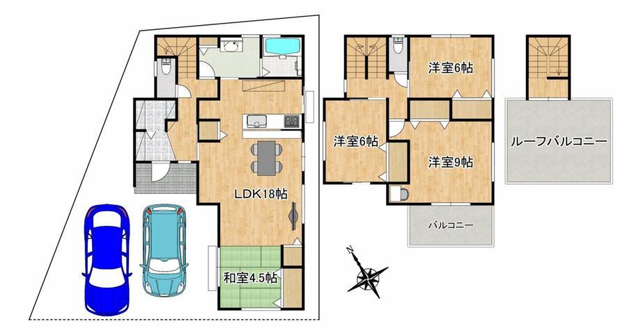 城山１（楽々園駅）　４４３０万円 4430万円、4LDK、土地面積149.5m<sup>2</sup>、建物面積121.71m<sup>2</sup> 