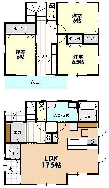 相田５（上安駅）　３０８０万円 3080万円、3LDK、土地面積154.37m<sup>2</sup>、建物面積103.76m<sup>2</sup> 3LDK（全居室6帖以上）<BR>1階にホビースペース<BR>2階にファミリークローク