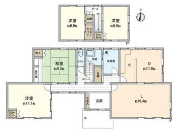 田益　１４００万円 1400万円、4LDK、土地面積404.48m<sup>2</sup>、建物面積147.76m<sup>2</sup> 間取り