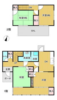 大字呼坂勝間原（勝間駅）　３９０万円 390万円、4DK、土地面積250.45m<sup>2</sup>、建物面積85.59m<sup>2</sup> 間取図