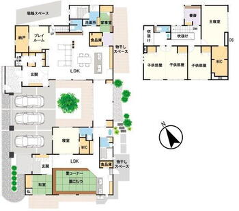 福田（備前西市駅）　１億２５００万円 1億2500万円、5LDK+S、土地面積964m<sup>2</sup>、建物面積376.75m<sup>2</sup> 水回り設備も世帯ごとに使用いただけます。