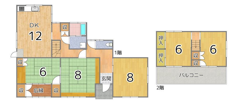 祇園（高島駅）　１２８０万円 1280万円、5DK、土地面積234.49m<sup>2</sup>、建物面積115.54m<sup>2</sup> 全室6畳以上の広々とした５DKのお家