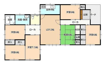 沖美町畑　１５００万円 1500万円、6LDK、土地面積786.5m<sup>2</sup>、建物面積124.21m<sup>2</sup> 部屋数の多い６LDK