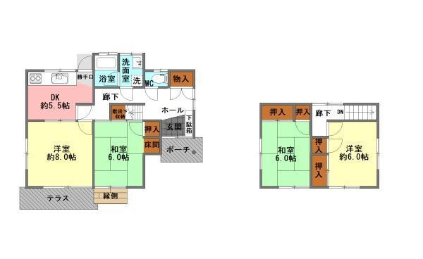 松が丘４（賀来駅）　１６８０万円 1680万円、5DK、土地面積222.68m<sup>2</sup>、建物面積82.8m<sup>2</sup> ※図面と現況が異なる場合は、現況を優先させていただきます。