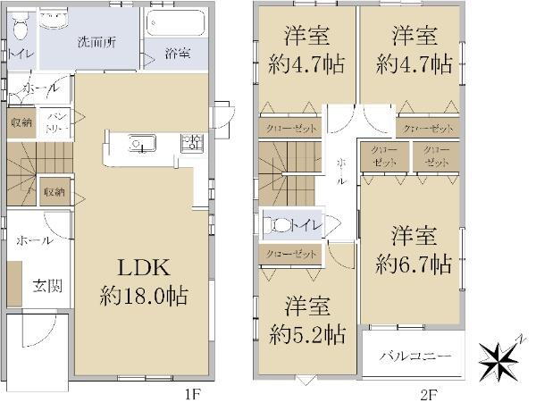 若草１　３２９８万円 3298万円、4LDK、土地面積166.76m<sup>2</sup>、建物面積99.78m<sup>2</sup> 