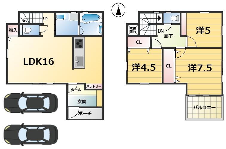 吉野町（鹿児島駅）　２２９８万円 2298万円、3LDK、土地面積106.43m<sup>2</sup>、建物面積84.47m<sup>2</sup> ファミリー層に人気の３LDK。
