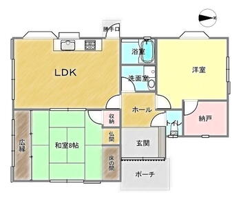 般若寺（鶴丸駅）　７００万円 700万円、2LDK、土地面積1009m<sup>2</sup>、建物面積85.24m<sup>2</sup> 