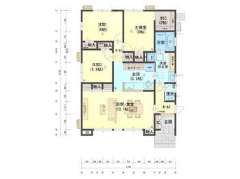 三日月町長神田　３７１０万円 3710万円、3LDK+S、土地面積212.13m<sup>2</sup>、建物面積86.53m<sup>2</sup> 1階間取り(平屋)