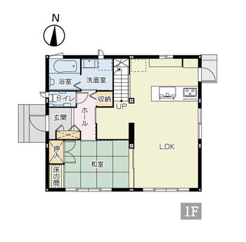 日吉３（ししぶ駅）　６２８０万円 6280万円、5LDK+S（納戸）、土地面積411m<sup>2</sup>、建物面積123.44m<sup>2</sup> LDKに隣接した和室とリビング内階段が魅力の1階です。