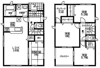 鍋田１（海老津駅）　２７９９万円 2799万円、4LDK、土地面積157m<sup>2</sup>、建物面積95.98m<sup>2</sup> 家事動線の良い間取り♪