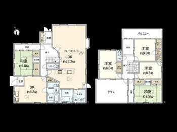 福浜１（唐人町駅）　６５００万円 6500万円、5LDK、土地面積191.37m<sup>2</sup>、建物面積169.13m<sup>2</sup> 間取り