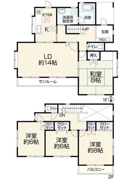 天拝坂４（都府楼南駅）　２５９９万円 2599万円、4LDK、土地面積228.35m<sup>2</sup>、建物面積117.46m<sup>2</sup> 間取り図