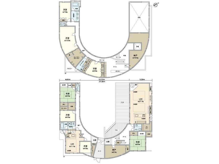 青葉５（舞松原駅）　９８００万円 9800万円、7LDK+S、土地面積530.91m<sup>2</sup>、建物面積333.97m<sup>2</sup> 間取図