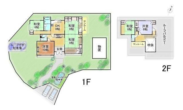 田上８　２３８０万円 2380万円、6DK、土地面積556.77m<sup>2</sup>、建物面積169.68m<sup>2</sup> 