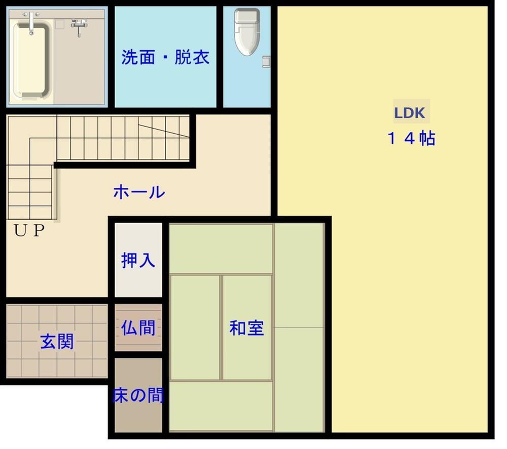 東餅田（帖佐駅）　１６８０万円 1680万円、4LDK、土地面積188.78m<sup>2</sup>、建物面積109.64m<sup>2</sup> 1F