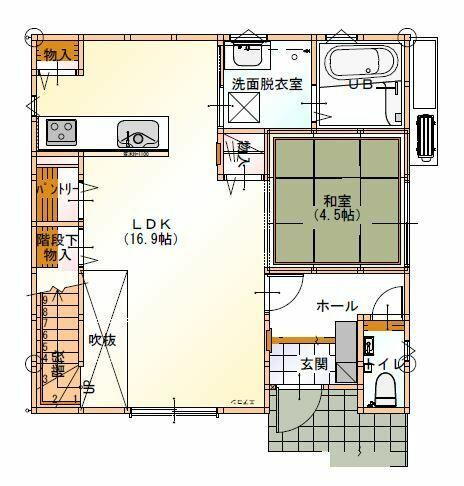 永犬丸西町４（西山駅）　３２８０万円 3280万円、4LDK、土地面積133.2m<sup>2</sup>、建物面積100.19m<sup>2</sup> 1F間取図