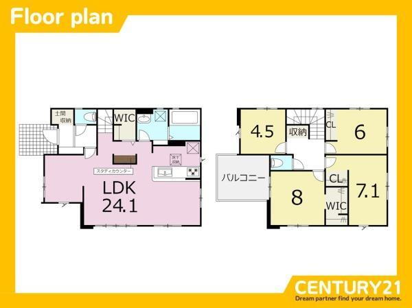 横浜２（今宿駅）　４６９０万円 4690万円、4LDK、土地面積195.96m<sup>2</sup>、建物面積108.97m<sup>2</sup> 間取り