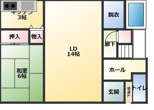 吉野町　１２００万円 1200万円、4LDK、土地面積1025.5m<sup>2</sup>、建物面積93.16m<sup>2</sup> １階の間取り図です