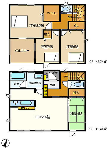 匝瑳八日市場ハ　第５　新築住宅 キッチンから直接洗面室にも出入りできる、家事動線を考えたプラン
