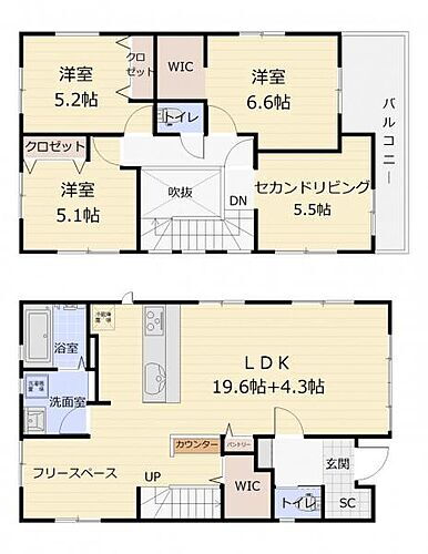 ＳｔｙｌｅＫＩＤ高松１期・２号棟 （間取）ワークスペースや納戸にも活用可能なセカンドリビング！