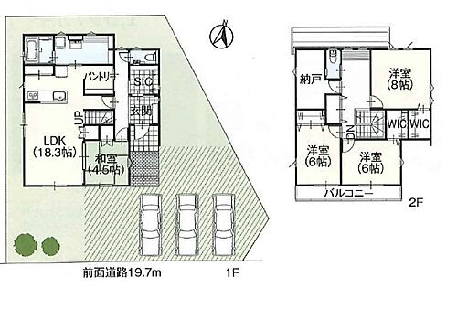 富久山町八山田土布池　玄関から快適Ｚ空調の全２棟　２ 4LDK+パントリー+WIC+納戸付き！フロア収納も充実で、室内を綺麗に整理整頓可能です。