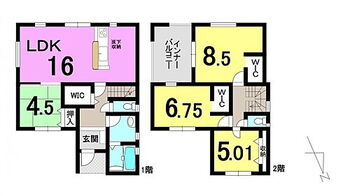 甲賀市水口町高塚 ■4LDK　■建物面積延：110.13平米(33.31坪)、1階：53.82平米、2階：56.31平米