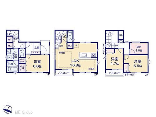 足立区神明１丁目　新築一戸建て　全１棟 間取り