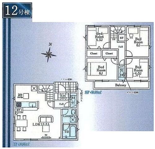 新座市畑中２丁目・全１３棟　新築一戸建　１２号棟 【全13棟・12号棟】全居室洋室・二面彩光の4LDK。