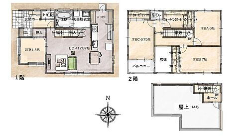 所沢市山口～屋上のある家・床暖房付・令和２年１２月築～ 間取り図
