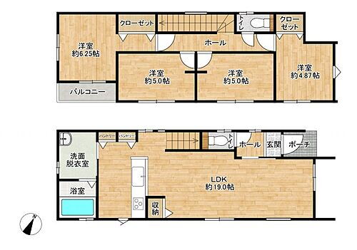 大野城市上大利三丁目　１号棟 4LDK、土地面積106.33ｍ2、建物面積96.47ｍ2