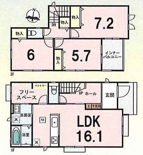 大江干　３号棟　新築戸建 全居室6帖以上！キッチンの横にフリースペースがあるのは3号棟だけ♪インナーバルコニーも二部屋からの出入りが可能！