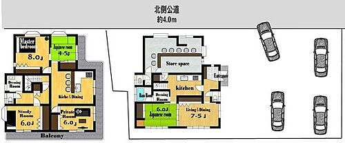 中田町　中古戸建 【layout】部屋数の多い6DDKK！大通りから一本入っているため、閑静な住宅街で住みよい環境です♪