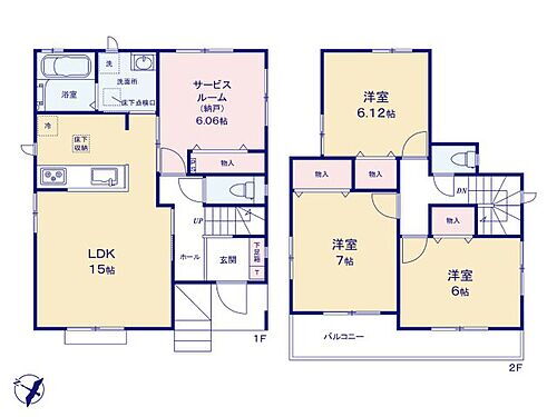 ＨｅａｒｔｆｕｌＴｏｗｎ　第３桶川坂田東　Ｊ号棟 多目的にご利用可能なサービスルーム6帖有ります。　全室2面採光。採光はもちろん風通しも良好で快適な空間です。
