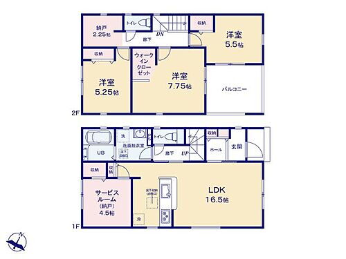 Ｌｉｖｅｌｅ　Ｇａｒｄｅｎ．Ｓ　蓮田市東　３号棟 全室南東向きの陽当たり良好な住宅です。　2階は全室2面採光、通風も良好で快適な空間です。