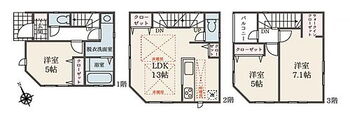 市川市鬼高２丁目　新築一戸建て／全２棟　１号棟 間取図