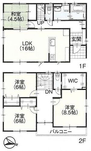 新潟市東区船江町２丁目 1階は畳コーナーのあるLDK。2階にはWICがあり、ご家族3〜4人がくつろげる間取りです。